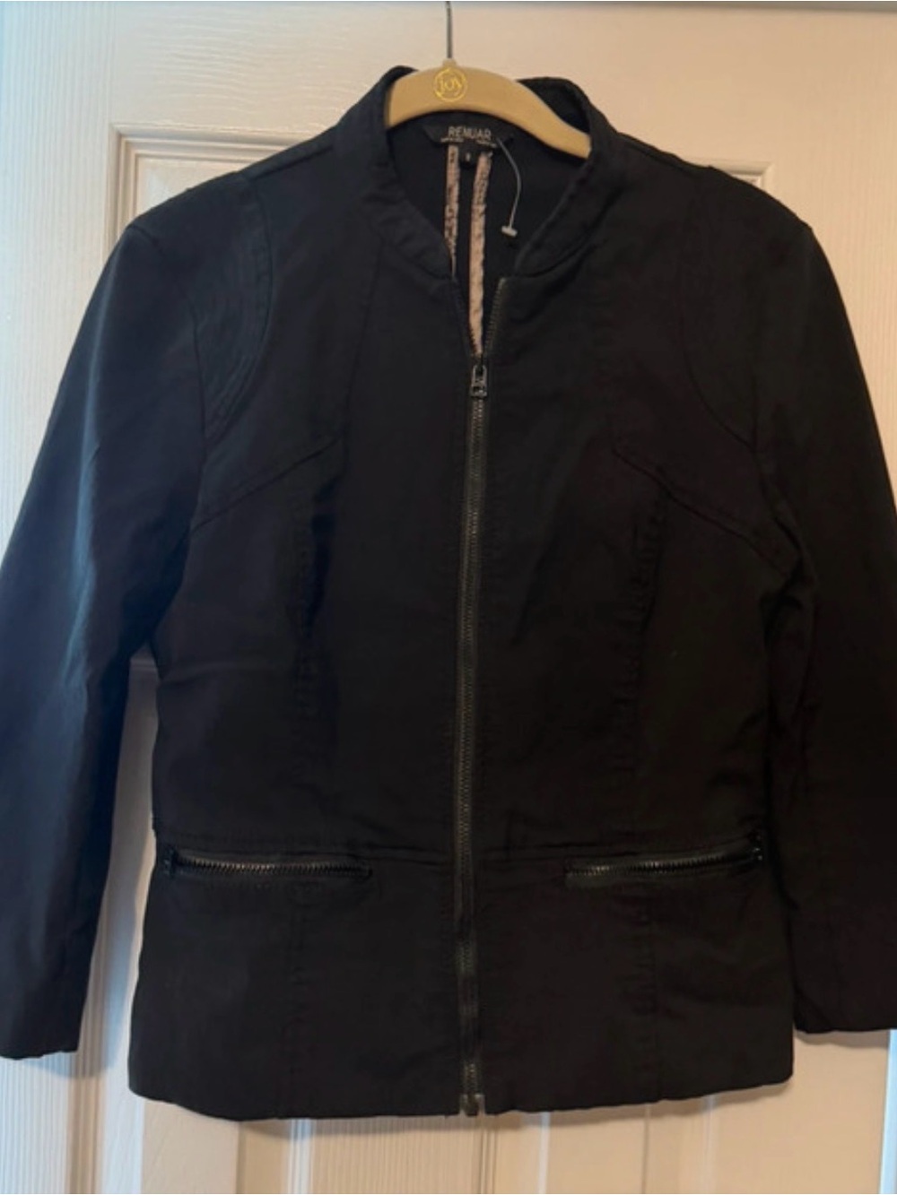 Renuar Black Zip-Front Bomber Moto Jacket S